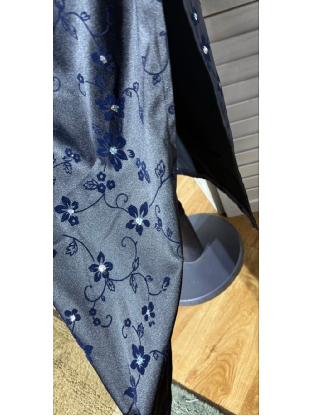 Vintage 90s Byer Too! Maxi dress navy blue beaded cocktail prom wedding guest 7 - Picture 10 of 14